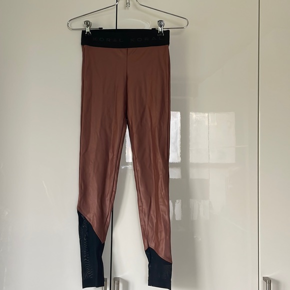 Koral Lustrous Leggings with Mesh Details in Bronze/Black Size-Small NWOT - Picture 1 of 5
